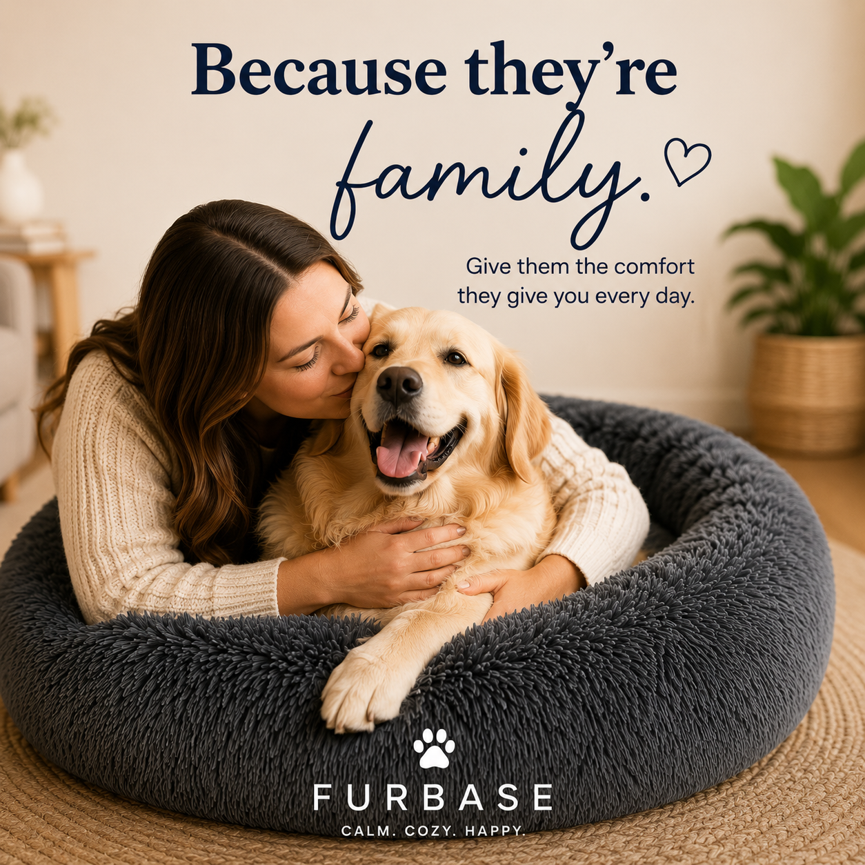 Furbase Calming Pet Bed — Anti Anxiety Dog & Cat Bed