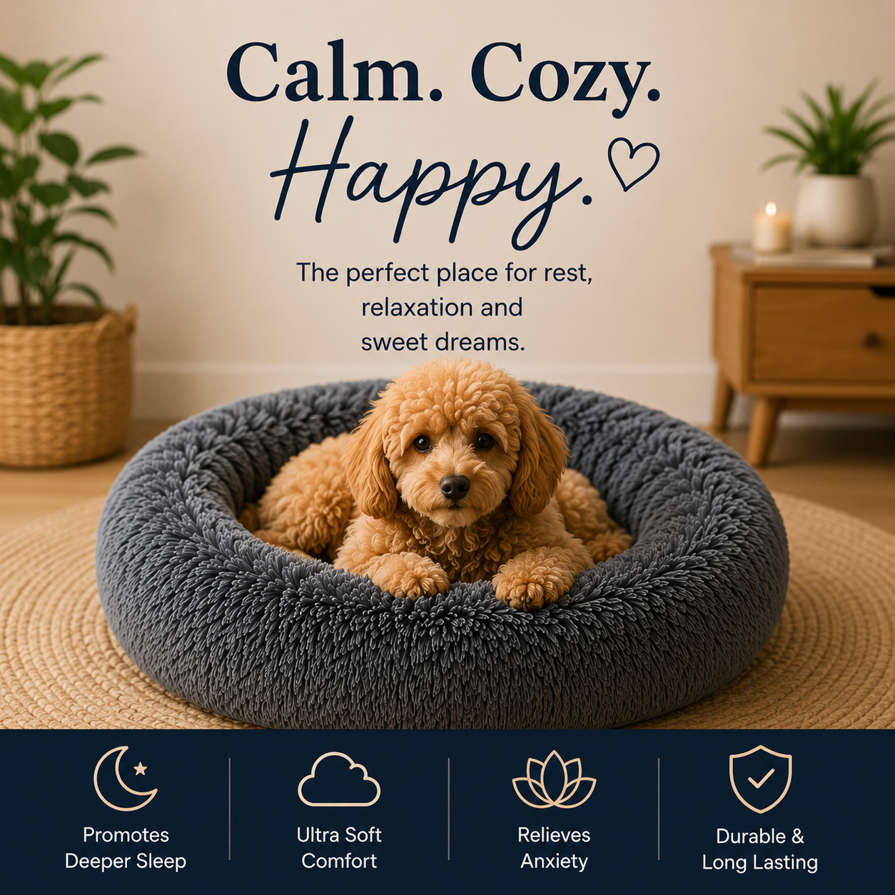 Furbase Calming Pet Bed — Anti Anxiety Dog & Cat Bed