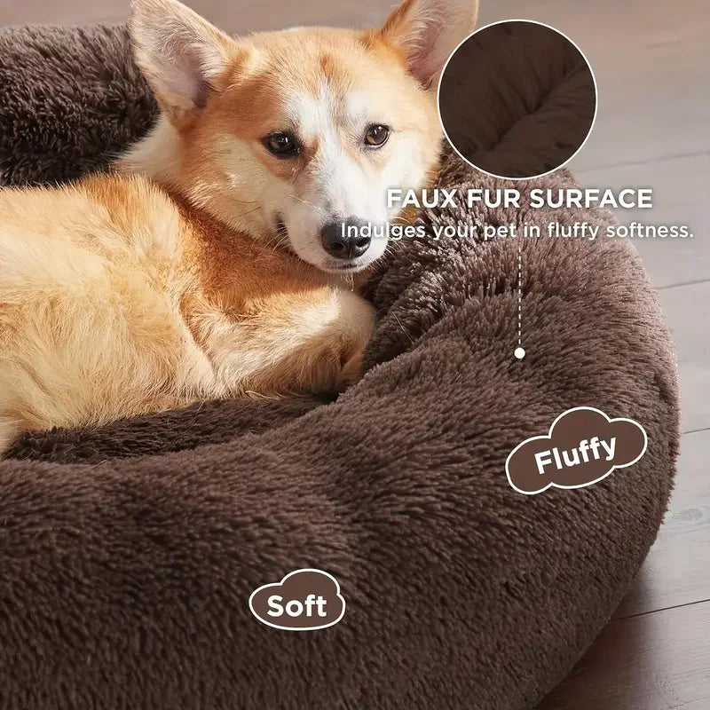 Cosy Plush Pet Bed — Round & Washable