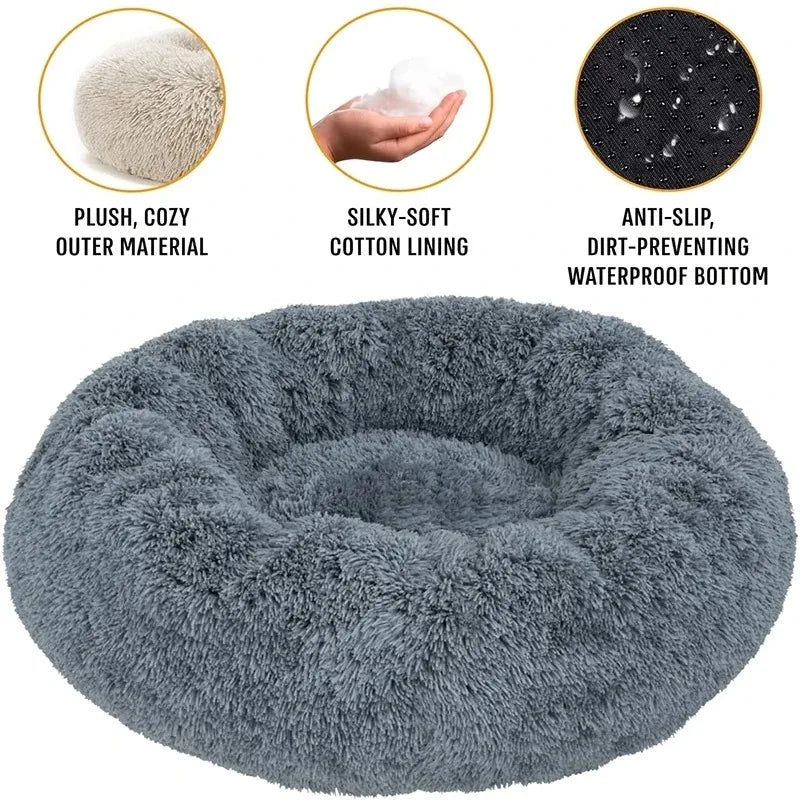 Cosy Plush Pet Bed — Round & Washable