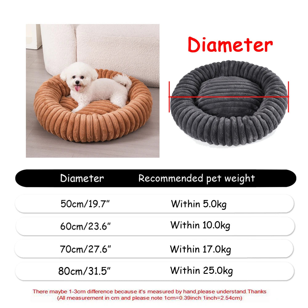 Cosy Plush Pet Bed — Round & Washable