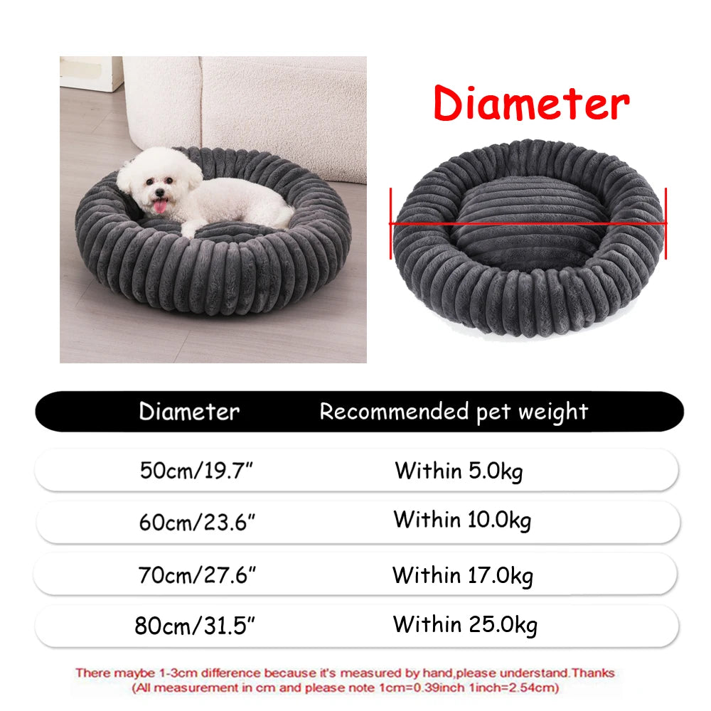 Cosy Plush Pet Bed — Round & Washable