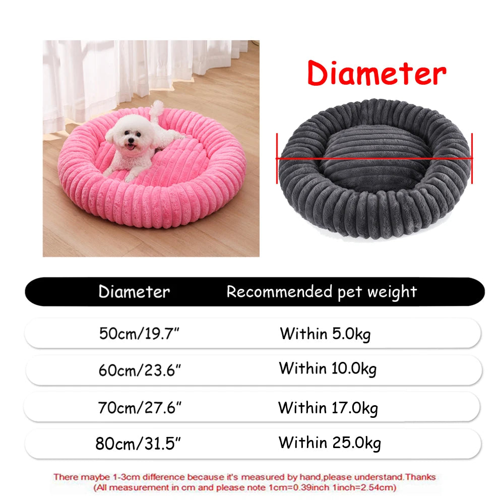 Cosy Plush Pet Bed — Round & Washable