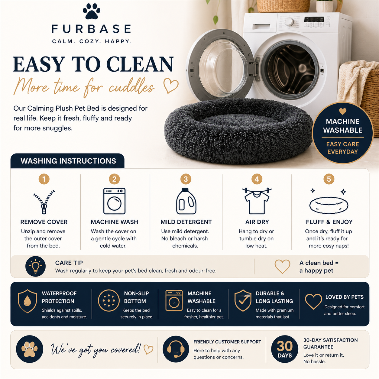 Furbase Calming Pet Bed — Anti Anxiety Dog & Cat Bed
